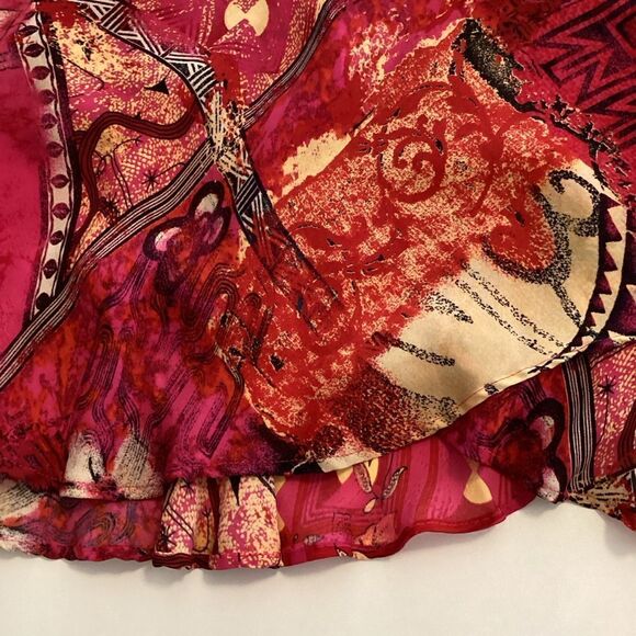 Chicos Whimsical Hawaiian print Silk Floaty A Line Skirt Size 8 - Picture 10 of 13